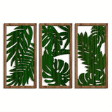 Kit com 3 Quadros de Parede em Madeira Estilo Boho – Arte Botânica