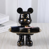 Escultura Urso Graffiti com Bandeja em Aço Inox – Arte e Organização 20cm