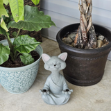 Estátua Decorativa de Gato Meditando em Resina
