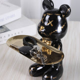 Escultura Urso Graffiti com Bandeja em Aço Inox – Arte e Organização 20cm