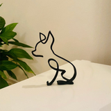 Escultura Minimalista de Animal em Ferro – Gato, Corgi, Chihuahua e Bulldog