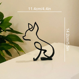 Escultura Minimalista de Animal em Ferro – Gato, Corgi, Chihuahua e Bulldog