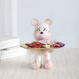 Escultura Urso Graffiti com Bandeja em Aço Inox – Arte e Organização 20cm