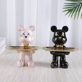 Escultura Urso Graffiti com Bandeja em Aço Inox – Arte e Organização 20cm