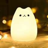 Luminária Noturna Gatinho LED – 7 Cores com Controle por Toque