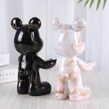 Escultura Urso Graffiti com Bandeja em Aço Inox – Arte e Organização 20cm