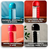 Garrafa AquaOrganize™ com Compartimentos para Remédios e Suplementos