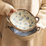 Bowl Vintage em Cerâmica Pintado à Mão – 700ml com Alças Laterais