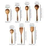 Kit 7 Utensílios de Cozinha em Madeira Natural – Colheres e Conchas Artesanais