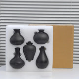 Conjunto com 5 Vasos Decorativos Pretos de Formas Orgânicas