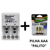 Kit Carregador Bivolt para Pilhas Recarregáveis AA e AAA