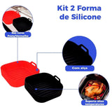 Kit 2 Formas de Silicone Quadradas para Air Fryer