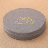 Almofada de Meditação em Linho com Bordado de Lótus – 40x6cm
