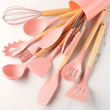 Kit de Utensílios de Cozinha em Silicone com Organizador