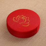 Almofada de Meditação em Linho com Bordado de Lótus – 40x6cm