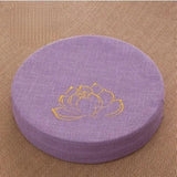 Almofada de Meditação em Linho com Bordado de Lótus – 40x6cm