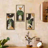 Kit com 3 Quadros de Parede em Madeira Estilo Boho – Arte Botânica