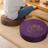 Almofada de Meditação em Linho com Bordado de Lótus – 40x6cm
