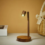Luminária de Mesa Retrô em Madeira – LED com Interruptor Rotativo