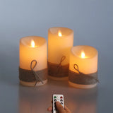 Kit com 3 Velas LED de Chama Dançante – Sem Fio com Detalhe em Corda
