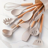 Kit de Utensílios de Cozinha em Silicone com Organizador