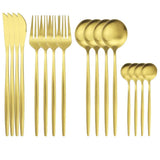 Conjunto de Talheres em Aço Inoxidável Dourado – 16 Peças