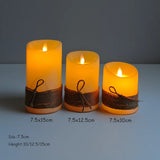 Kit com 3 Velas LED de Chama Dançante – Sem Fio com Detalhe em Corda