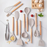 Kit de Utensílios de Cozinha em Silicone com Organizador