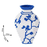 Vaso Decorativo em Blocos Inspirado na Porcelana Chinesa Azul e Branca