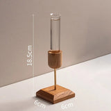 Kit 2 Vasos Tubo de Ensaio em Vidro com Base de Madeira – Hidropônico
