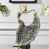 Escultura Decorativa Dançarina Pavão – Arte Abstrata em Cerâmica 28,5cm