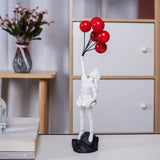 Escultura Menina com Balões em Resina – Arte Decorativa 25cm