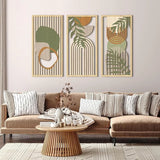 Kit com 3 Quadros Decorativos Boho em Madeira – Arte Geométrica para Parede