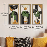 Kit com 3 Quadros de Parede em Madeira Estilo Boho – Arte Botânica