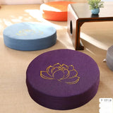 Almofada de Meditação em Linho com Bordado de Lótus – 40x6cm