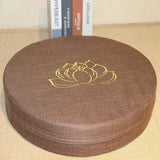 Almofada de Meditação em Linho com Bordado de Lótus – 40x6cm