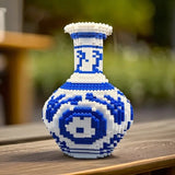 Vaso Decorativo em Blocos Inspirado na Porcelana Chinesa Azul e Branca