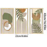 Kit com 3 Quadros Decorativos Boho em Madeira – Arte Geométrica para Parede