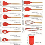 Kit de Utensílios de Cozinha em Silicone com Organizador