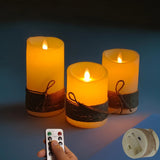 Kit com 3 Velas LED de Chama Dançante – Sem Fio com Detalhe em Corda