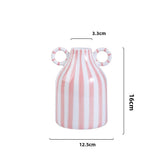 Vaso de Cerâmica Listrado com Alças Duplas 16 cm