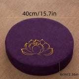 Almofada de Meditação em Linho com Bordado de Lótus – 40x6cm