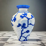 Vaso Decorativo em Blocos Inspirado na Porcelana Chinesa Azul e Branca