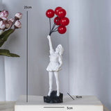 Escultura Menina com Balões em Resina – Arte Decorativa 25cm