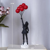 Escultura Menina com Balões em Resina – Arte Decorativa 25cm