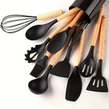 Kit de Utensílios de Cozinha em Silicone com Organizador