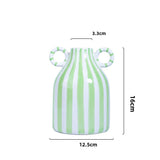Vaso de Cerâmica Listrado com Alças Duplas 16 cm
