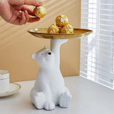 Porta-Objetos Urso com Bandeja Dourada – Decorativo e Funcional