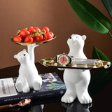 Porta-Objetos Urso com Bandeja Dourada – Decorativo e Funcional