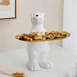 Porta-Objetos Urso com Bandeja Dourada – Decorativo e Funcional